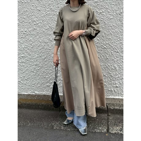 【 ROSIEE 】 後レースライン布帛ニットワンピース