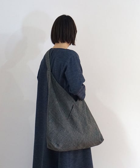 肩掛けあずま袋 綿麻タビー 黒グレー 8017B