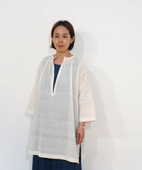 マンガラギリ ブラウス フロントスリットlong 白生成り M6175W