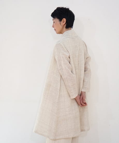 ジャケット シンプルlong 麻タビー 白 6697llgW