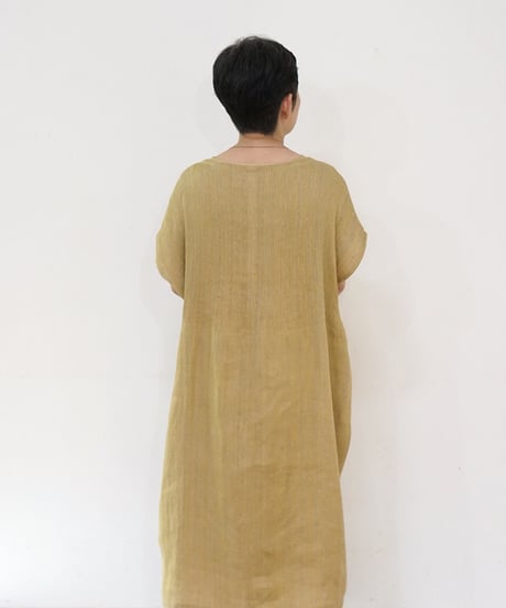 kotiワンピース 麻シルク 黄色 6974lY