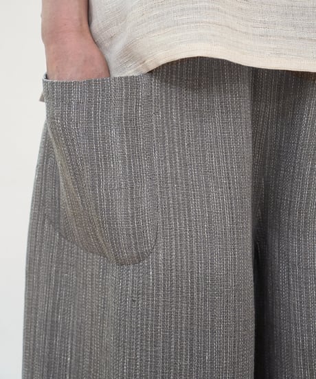 kotiパンツ ポケット付き 麻シルク グレー 6874lG