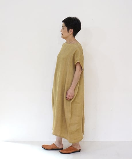 kotiワンピース 麻シルク 黄色 6974lY