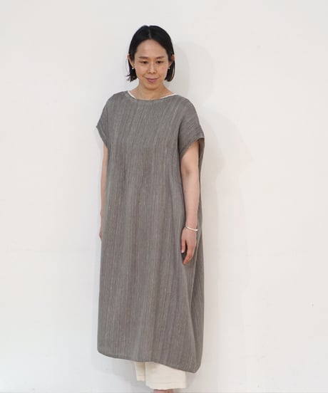 kotiワンピース 麻シルク グレー 6974lG