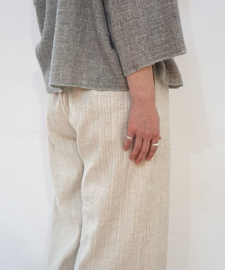 パンツ ソフトフレア 麻綿タビー 白生成り 6851lcW