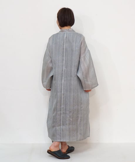 真南風 ハオリlong 細縞シルク 白藍 MA730STIW