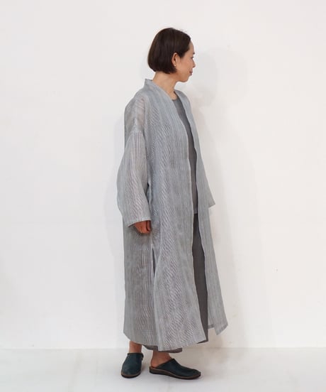 真南風 ハオリlong 細縞シルク 白藍 MA730STIW