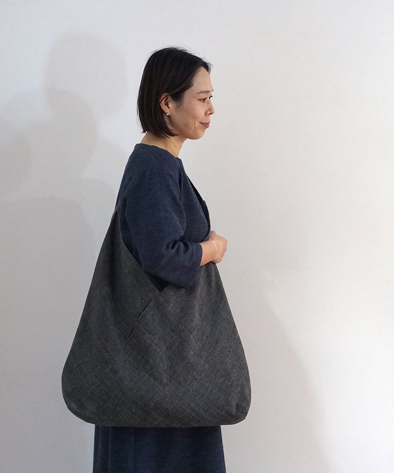 _osakegadaisuki　ストレス袋　新品即購入可能 肩掛けあずま袋 綿麻タビー 黒グレー 8017B | MAKI TEXTILE STUDIO