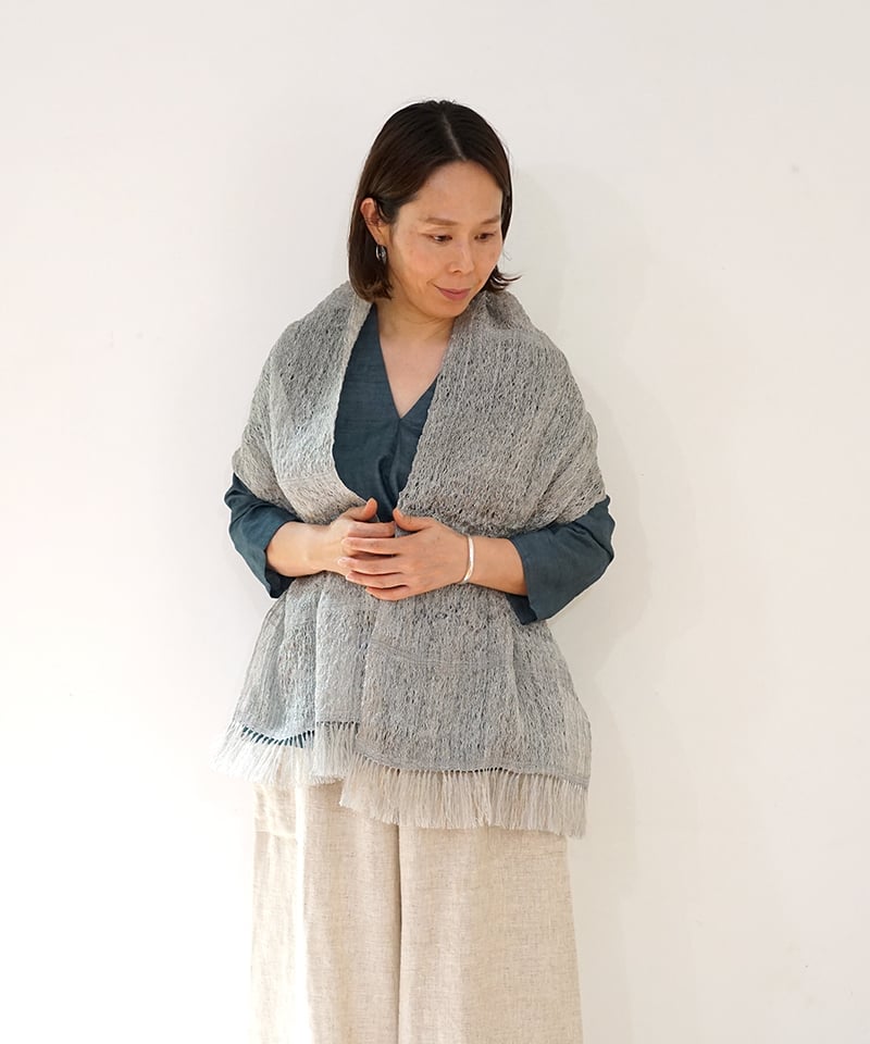 ストール ゆらぎ ずり出し グレー 1215G | MAKI TEXTILE STUDIO 