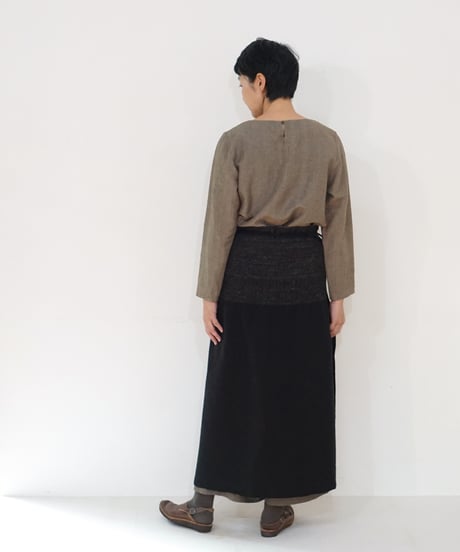 台形腰巻き ウール&タッサーシルクナーシ 黒 5503B