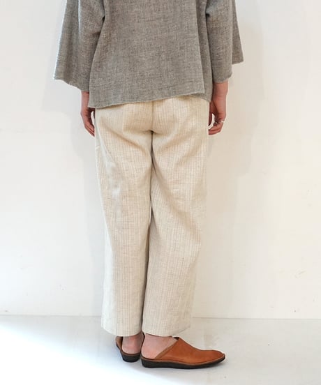 パンツ ソフトフレア 麻綿タビー 白生成り 6851lcW