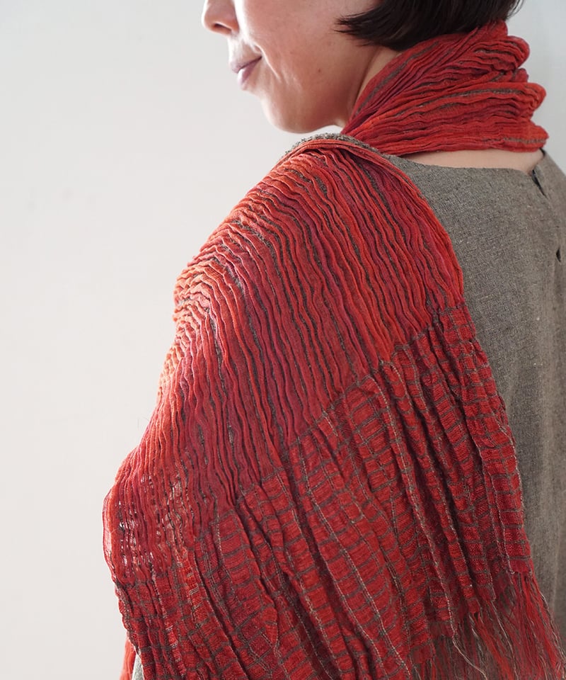 【美品】MAKI TEXTILE STUDIO 　シルク　ストール　フリンジ MAKI TEXTILE STUDIO / Late autumn 2020 / 絲つなぐ絲