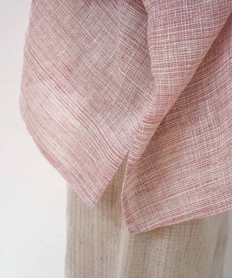 シャツ ドルマン 麻タビー 白ピンク 6200llgP | MAKI TEXTILE STU