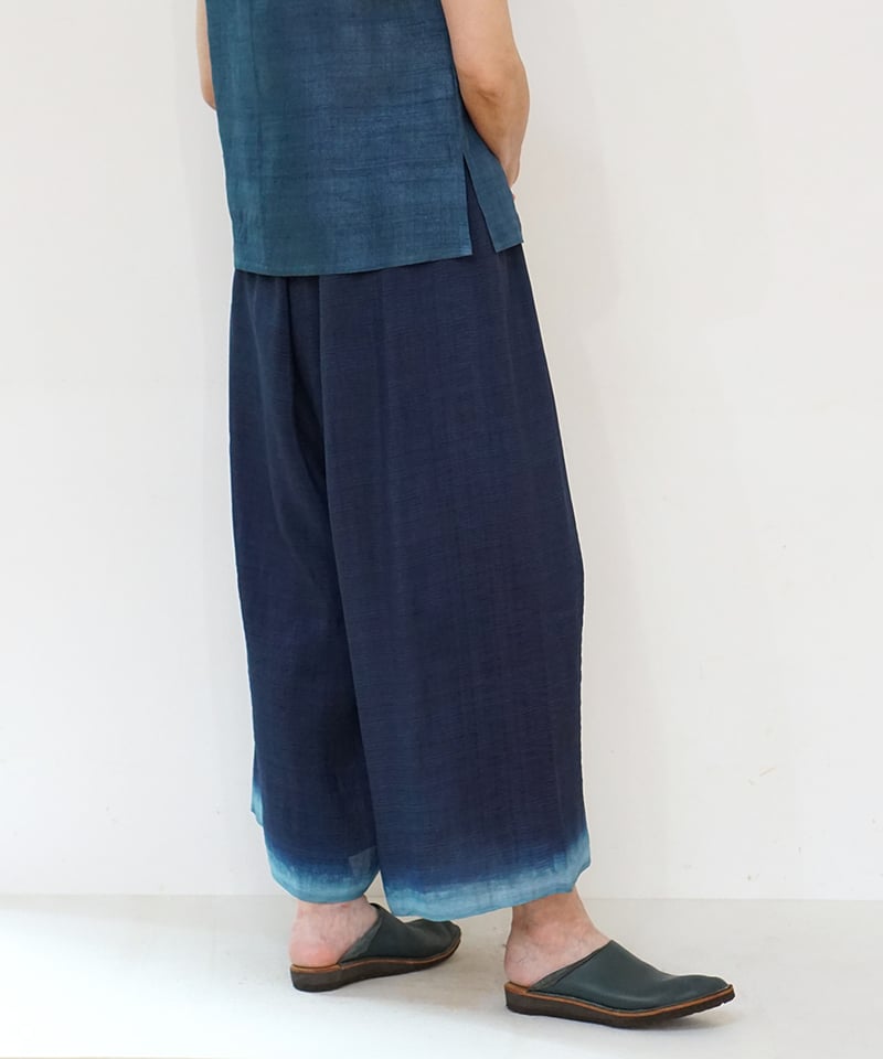 じゅんまま様古布藍染グラデーションサロペットパンツ パンツ プレーン シルクオルガンザ 藍 グラデーション 6864mvIg | MAKI