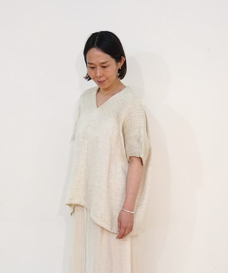 kotiチュニック 麻シルク 白 6976lW