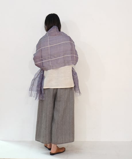 kotiパンツ ポケット付き 麻シルク グレー 6874lG