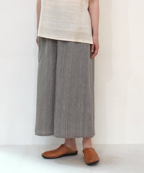 kotiパンツ ポケット付き 麻シルク グレー 6874lG