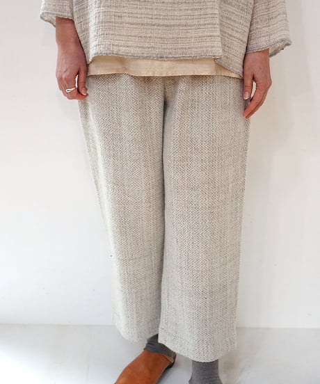 パンツ シンプルショート wool ヘリンボーン 白ベージュ 6860WGhb