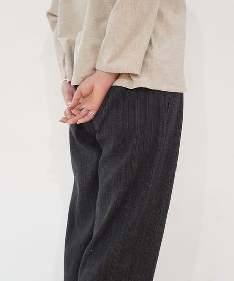 パンツ シンプルショート 麻綿タビー チャコール 6860lcB