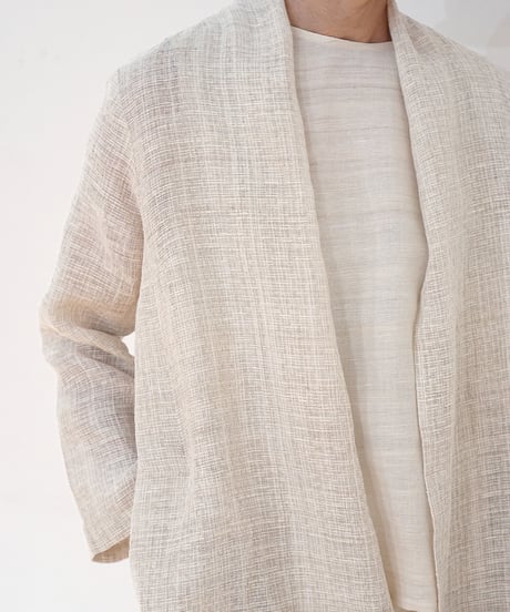 ジャケット シンプルlong 麻タビー 白 6697llgW