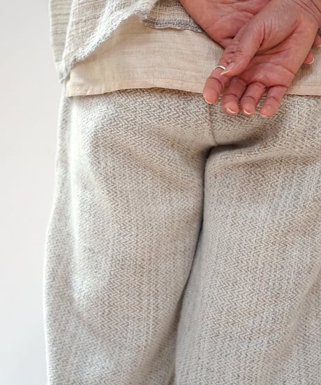 パンツ シンプルショート wool ヘリンボーン 白ベージュ 6860WGhb