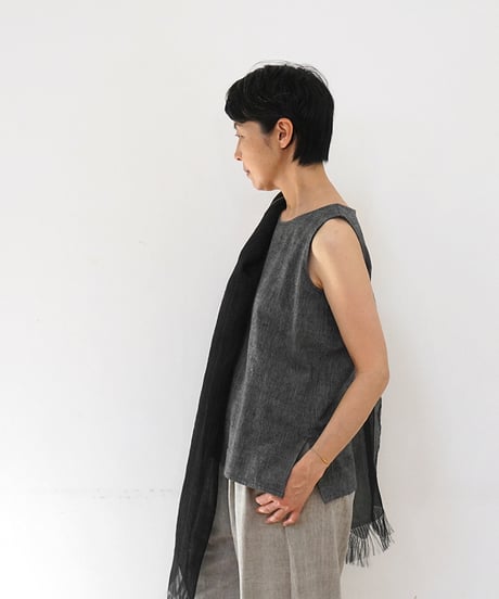 カディ タンクトップ プレーン 黒白ピンストライプ K6000BWpst