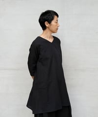 マンガラギリ ブラウス Vネック A line チェック 黒 M6110cB