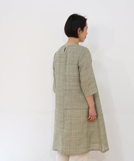 クルタ ボートネック 麻タビー ライトグリーン 6981llgGr