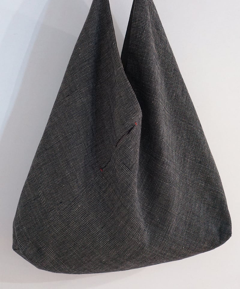 あずま　0205 肩掛けあずま袋 綿麻タビー 黒グレー 8017B | MAKI TEXTILE STUDIO