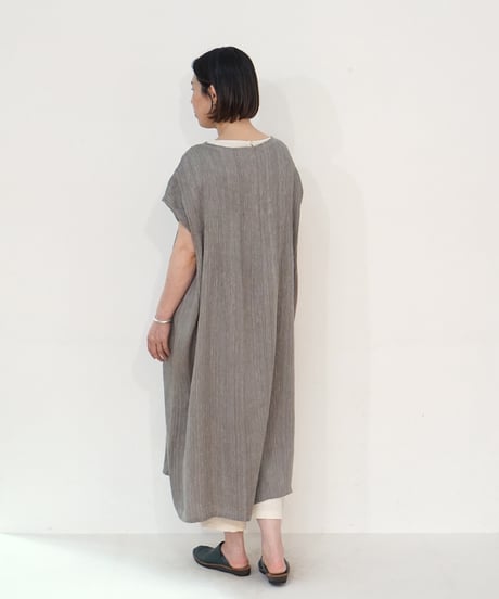 kotiワンピース 麻シルク グレー 6974lG