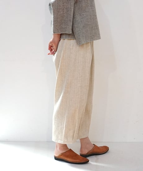 パンツ すそタック 麻綿タビー 白生成り 6865lcW