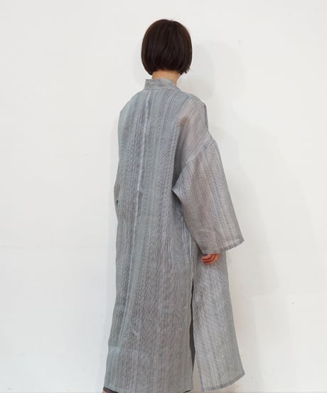 真南風 ハオリlong 細縞シルク 白藍 MA730STIW