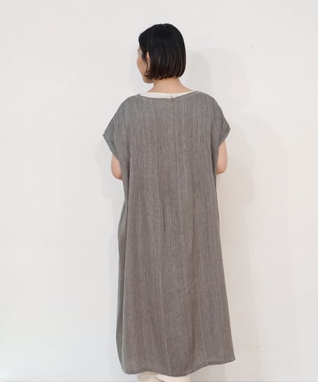 kotiワンピース 麻シルク グレー 6974lG