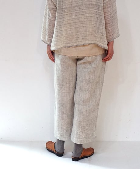 パンツ シンプルショート wool ヘリンボーン 白ベージュ 6860WGhb