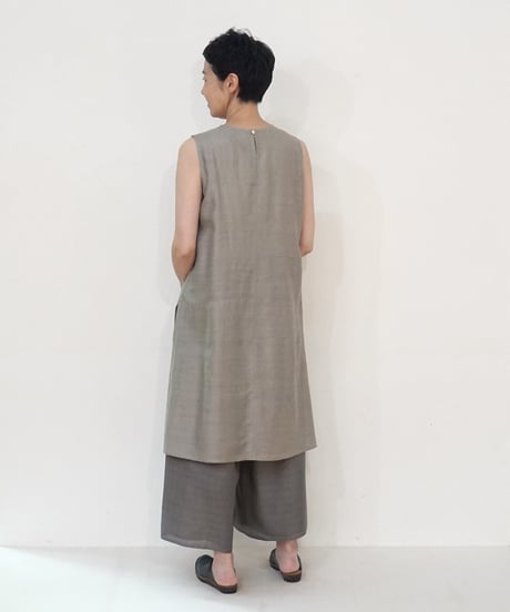 タンクトップ Vネックlong タッサームガシルク グレー 6028tmvG