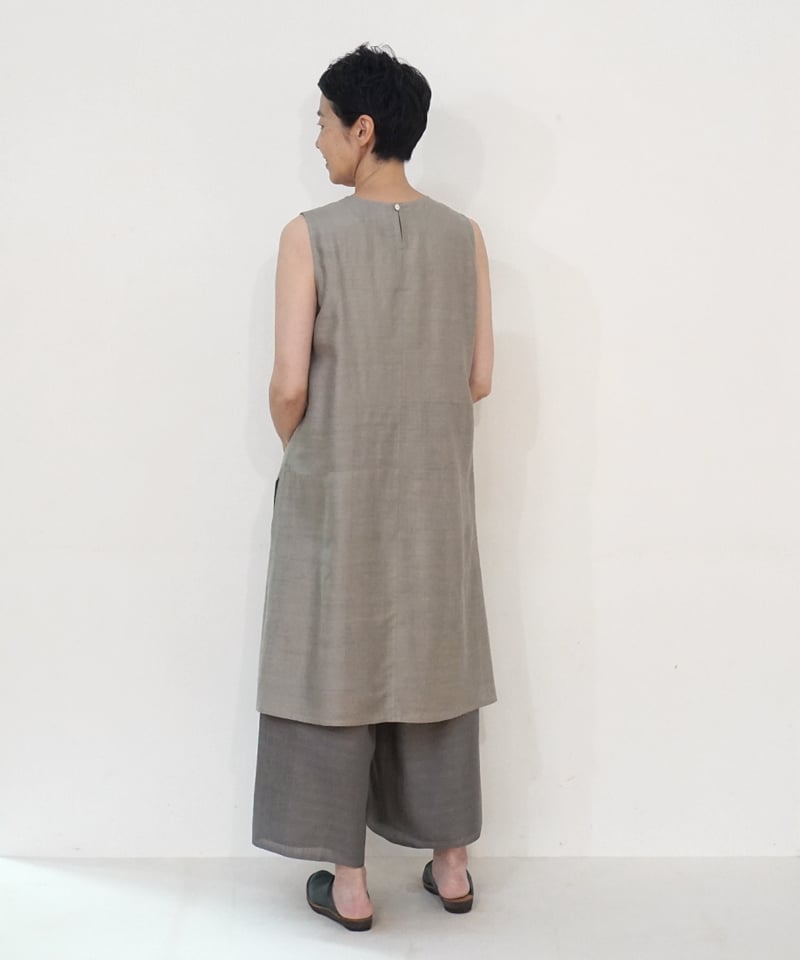 タンクトップ Vネックlong タッサームガシルク グレー 6028tmvG | MAKI