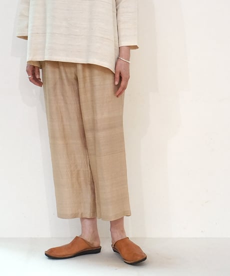 パンツ シンプルショート タッサーシルク 生成り 6860t