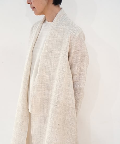 ジャケット シンプルlong 麻タビー 白 6697llgW