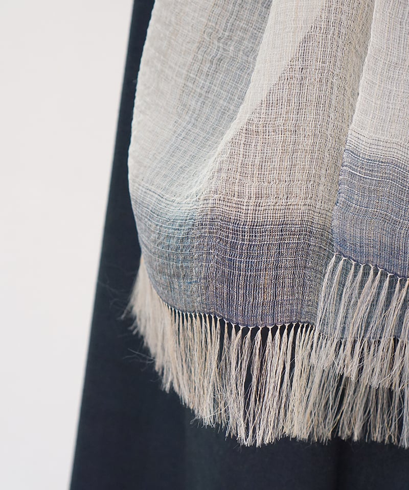 ストール ランダム縞ムガ芭蕉 1234Wi | MAKI TEXTILE STUDIO on