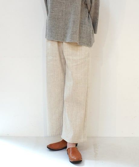 パンツ ソフトフレア 麻綿タビー 白生成り 6851lcW