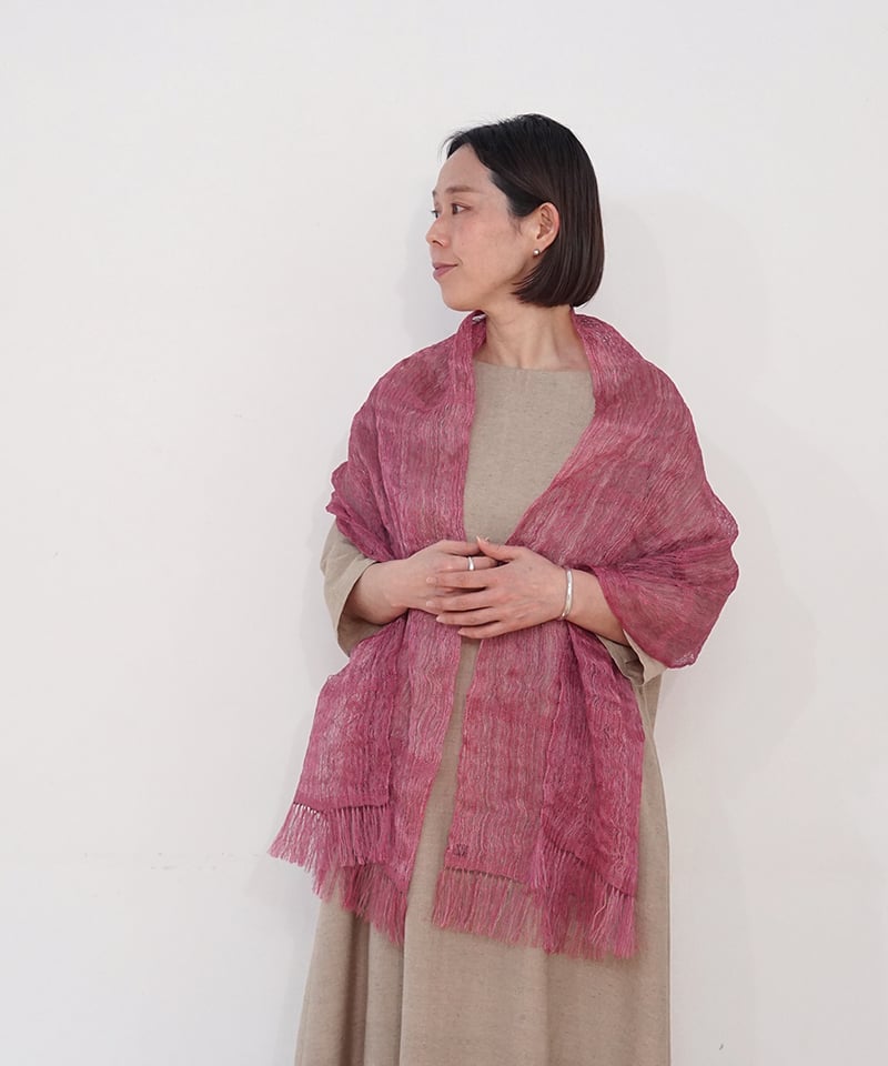 ストール ゆらぎ空羽 ずり出し ピンク 1211P | MAKI TEXTILE STUDI