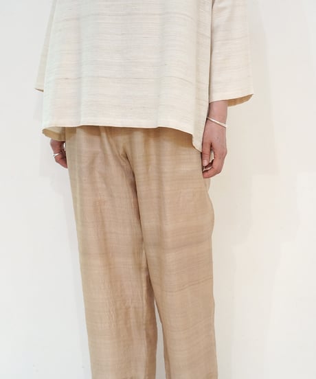 パンツ シンプルショート タッサーシルク 生成り 6860t
