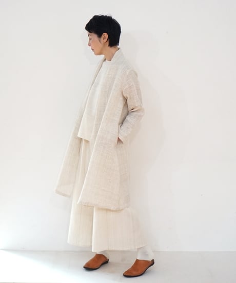 ジャケット シンプルlong 麻タビー 白 6697llgW