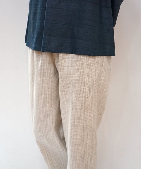 パンツ シンプルショート 麻綿タビー 白生成り 6860lcW