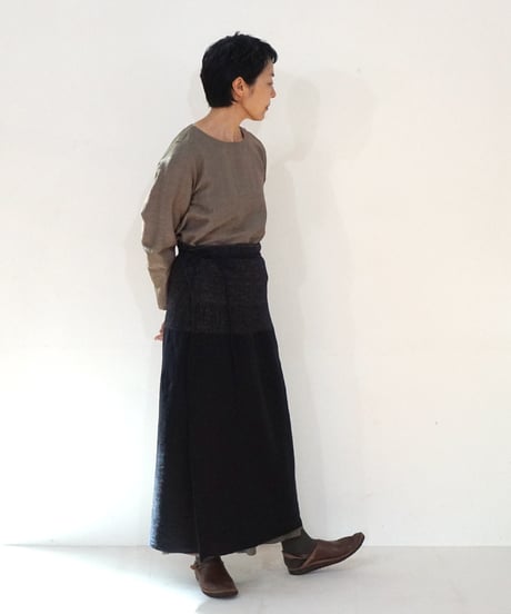 台形腰巻き ウール&タッサーシルクナーシ 黒 5503B