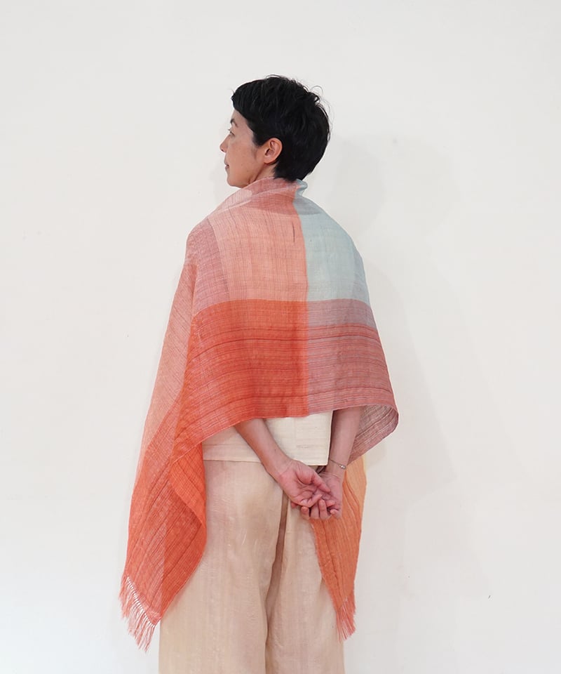 MAKI TEXTILE STUDIO 手織りストール ストール 綾大格子 color 1352O | MAKI TEXTILE STUDIO on