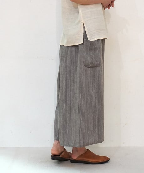 kotiパンツ ポケット付き 麻シルク グレー 6874lG