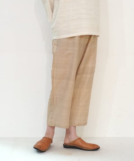 パンツ シンプルショート タッサーシルク 生成り 6860t