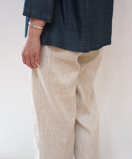 パンツ シンプルショート 麻綿タビー 白生成り 6860lcW