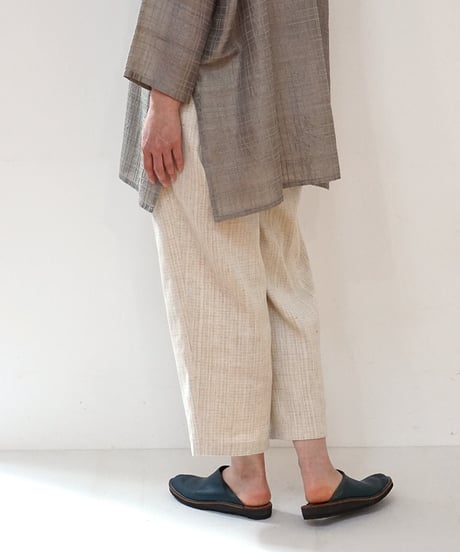 パンツ シンプルショート 麻綿タビー 白生成り 6860lcW